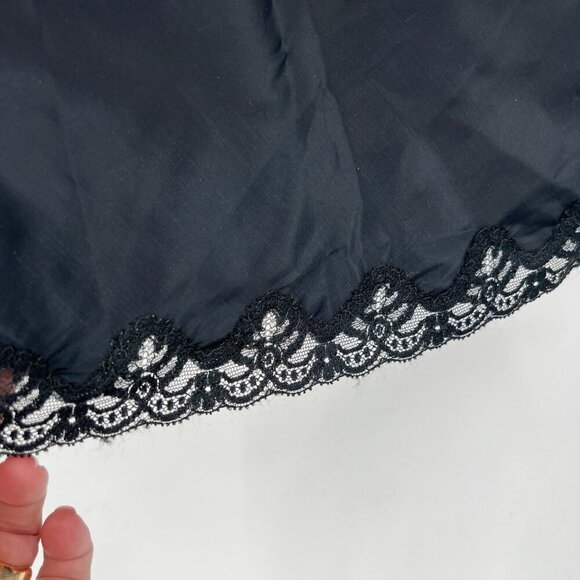 Vintage Long Slip with Back Slit Black Nylon Dacron Polyester Wonder Maid‎ 70s - Picture 4 of 6